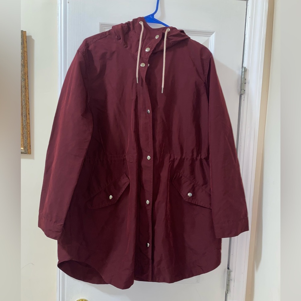 Old Navy Women’s Burgundy Hooded Utility Anorak Jacket Size L
